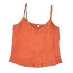 Aerie  Linen Spaghetti Strap Flowy Cropped Tank Blouse Size Medium V-Neck Ruffle Photo 0