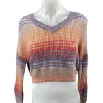 My Michelle MM by My Michell Multicolor Striped Long Sleeve V Neck Cropped Sweater Top Sz M Photo 0