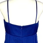 Max and Cleo Satin Mini Cocktail Dress Rosette Spaghetti Strap Size 10 Blue Prom Photo 4