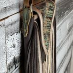 Multicolored metallic leather crossbody purse. Double Fringe, phone pocket Photo 8