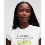 Lululemon XS Organic Cotton Baby Tee Tennis & Sports Club White NWT Preppy 1998 Photo 13