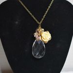 Source Unknown Captivating Yellow Rose Teardrop Crystal Gold Tone Link Chain Pendant Necklace Photo 0