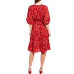 Max Studio Red Floral Bubble Crepe Knee Length Cottagecore Style Dress Size XS Photo 1