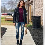 White House | Black Market WHBM Ruffled & Knit Sweater Blouse Burgundy color Photo 8