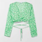 Bershka floral bohemian long sleeve crop top blouse Photo 3