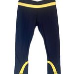 Lululemon  Navy Blue & Yellow Run Inspire Crop II Capri Leggings Women Sz 4 Photo 0