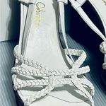 Cole Haan  SZ 8 White patent leather woven  Wedge Sandals Slingback Cork Gold Photo 1