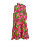 Vineyard Vines for Kentucky Derby Silk Dress Pink Green Floral Ruffle Sz 6 Green Photo 1
