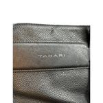 Tahari Black Leather Tote Bag With Double Handles & Front Pocket Photo 1