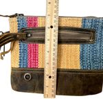Myra Bag Midsummer Pouch Wristlet Leather Striped Canvas Clutch Brown Bohemian Photo 5