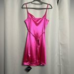 Zaful Hot Pink Cowl Neck Satin Mini Dress Medium Photo 3