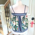 SheIn Colorful Spaghetti Strap Parrot Tropical Print Cream Blue Multicolor Top Photo 4