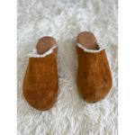Beek Anthropology Suede Clogs Shearling Lined Wooden Platform Slip On Mules Brown Size 5 Photo 1
