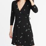 Old Navy ✨ Black Yellow White Daisy Floral Mini Wrap Sz Large Dress✨ Photo 0