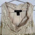 White House | Black Market WHBM Cream Silver Sequins Draped Neck Racerback Tank Photo 3