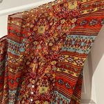 New Direction s Long Sleeve Boho Blouse Orange Blue Size XL Photo 8