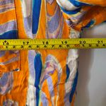 FRNCH Paris Orange Blue Short Sleeve Button Down Shirt Women's size Medium Photo 7