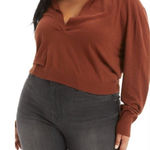 Good American Tortoise Collared Henley Size 5/6 NEW Photo 0