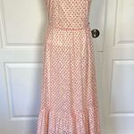 Maison Jules  CREAM LACE HOT PINK POLKA DOT TIERED MAXI TANK DRESS Photo 0