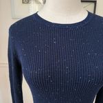 margaret o'leary Shirttail Waffle Crewneck Long Sleeve Dark Blue White Speckle C Photo 1