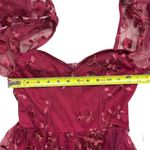 Lulus NWT  XS Darling Charisma Wine Red Mesh Embroidered Midi Dress Cocktail Photo 5
