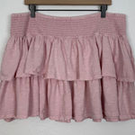 Aerie Ready To Ruffle Mini Skirt Pink Smocked Tiered Coquette Soft Girl Size XXL Photo 0
