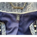 White House | Black Market Womens 6 Blue White Pearl Blazer Jacket Long Sleeve Photo 3