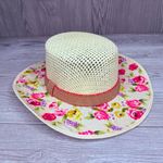 EMG sombrero / hat woven floral fabric beach hat cute summer accessory hat Pink Photo 3