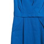 Moschino Womens A Line Dress Blue Pockets V Neck Cap Sleeve Pleated Side Zip S Photo 2