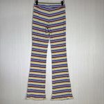 ZARA  Pants Womens Sz S Knit Striped Colorful Pull On Yellow Red Blue Ribbed Photo 9