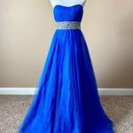 BLUSH BY ALEXIA | Blue Strapless Rhinestone Embellished Ball Down Sz 10 Photo 0