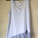 Dylan  gauzy White cotton blue striped accent frill Top M Photo 0