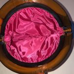 Vintage Blue Leather Amber Color Lucite Small Clutch Photo 2