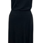 Theory Draped Mock-Neck Dress Sleeveless Midi Pullover Jersey Black Size XS Photo 0