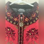 Icelandic Design 100% Wool Women’s Cardigan Sweater, Floral, Full Zip; Size M Red Size M Photo 1