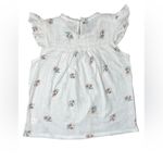 Lucky Brand White Floral Mix Ruffle Cap Sleeve Top Small Boho Dainty Feminine Photo 6