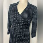 Ann Taylor Elegant collar Navy Polka Dot faux Wrap Dress Shirt 2P NWT Photo 2