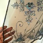 VTG Y2K Black Beaded Mesh Open Back Sleigh Glam Festival Party Crop Top Halter Size undefined Photo 7