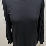 Loft  Black Split Long Sleeve Top Girls Night Out Minimalist Date Night Photo 0