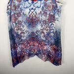 Apt. 9  Tank Top Womens Medium Blue Red Sheer Boho Embroidered Sleeveless Festival Photo 4