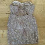 Lulus Lulu’s - Vivacious Lace Up Strapless Sparkly Mini Dress in Champagne Photo 2