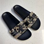 Tory Burch  Anatomic Roccia Slide Snakeskin Black Slide Sandals 8.5 Photo 0