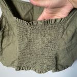Lou & grey Olive Green 100% Linen Smocked Crop Tank Top Shirt Size Medium NWT Photo 4