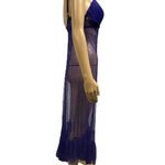 Vintage Blue Violet Lace Mesh Ruffled Spag Strap Padded Slip Dress Chemise M Purple Size M Photo 4