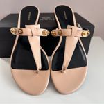 Versace Thong Cream and Gold Sandals with Medusa Detail Size EU38/US 8 Photo 1