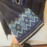 Calypso St. Barth  Womens Navy Linen Resort Embroidered Tunic Blouse Dress Size M Photo 3