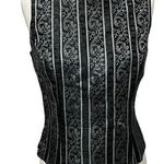 Vintage 90s Scott McClintock Top Womens 6 Black Brocade Floral Stripe Victorian Photo 0