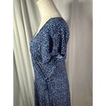 Kaileigh Kaela Faux Wrap Knit Dress Navy White Floral Print Short Sleeve M New Photo 3