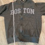 Boston travel destination graphic hoodie full zip sweatshirt gray Small Photo 6