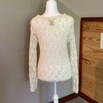 Flying Tomato Cream Crochet Open Knit Long Sleeve Sweater Small Photo 2